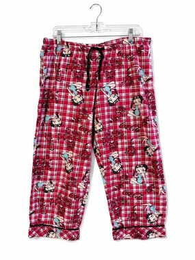 Betty Boop Red Plaid Lounge Pajama Bottoms with Character Print